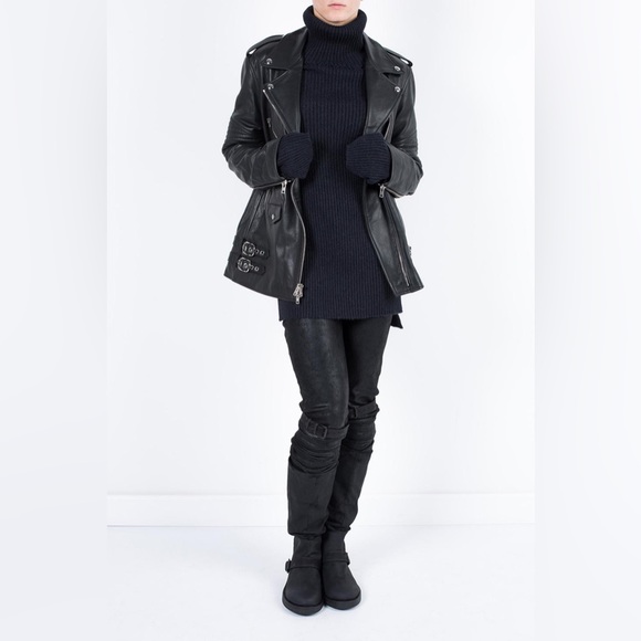 Leather Moto Biker Jacket - Picture 2 of 14